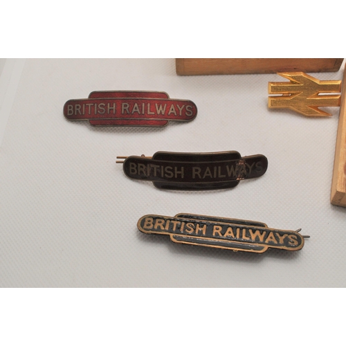 75 - Railway badges, British Railways (black) badge and (red) badges by Gaunt and Pinches, London Midland... 