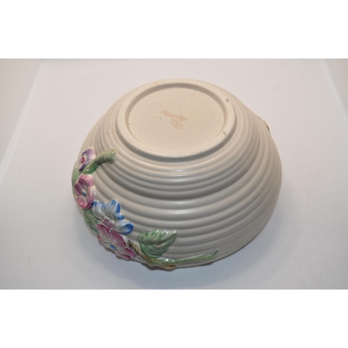 92 - Clarice Cliff pottery bowl with garden floral design, stamped Clarice Cliff Newport to base, approx.... 