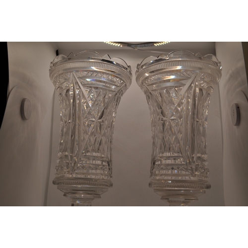 96 - Est. 18th century pair of cut glass vases, approx. height 30cm, max diameter top of vase 16cm A/F