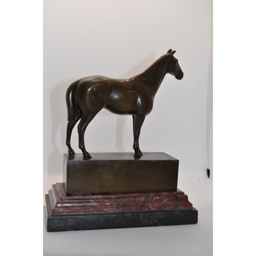 98 - Antique bronzed horse marked 'Andre'