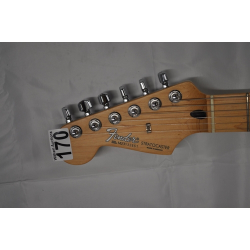 170 - Left handed six string guitar - Fender Stratocaster MX3132651, comes with hard case