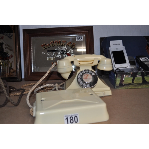 180 - Rare ivory colour 232 pyramid telephone with co-ordinating bell set 26, untested, A/F