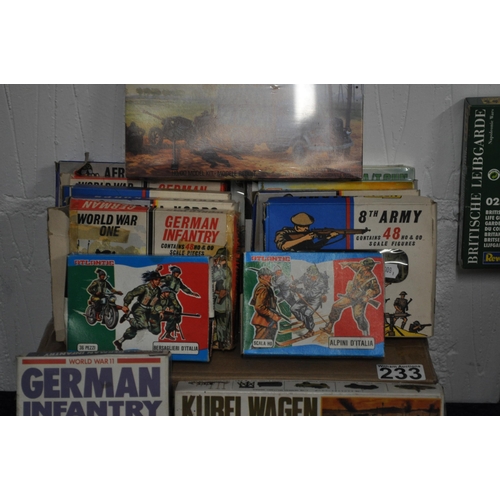 233 - X17 boxed models kits by makers Matchbox, Airfix, Nytto, Atlantic of military themes