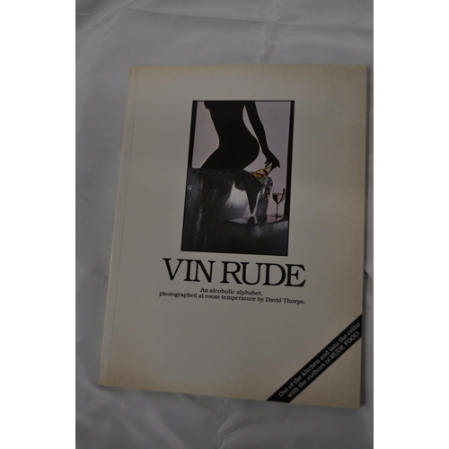 31 - Three books by David Thorpe, Rude food 1st edition 1978, Vin rude 1980, and Rude Health 1981 togethe... 