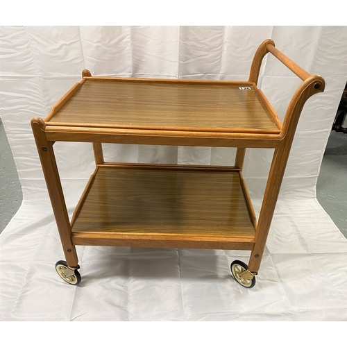 126 - Retro Staples & Co two tier tea trolley on castors with removable trays