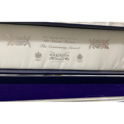 253 - 'Sword' Her Majesty Queen Elizabeth, the Queen Mother ‘The Centenary Sword’ in presentation case by ... 