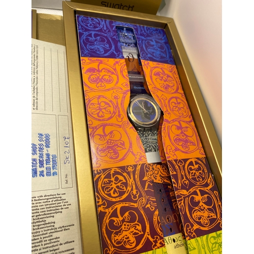 109 - Swatch watch  For Your Heart Only GR27 c.1995 together with Swatch watch AVATON Thessaloniki Cultura... 