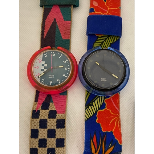 113 - Six Swatch Watch Pop Swatches with fabric straps