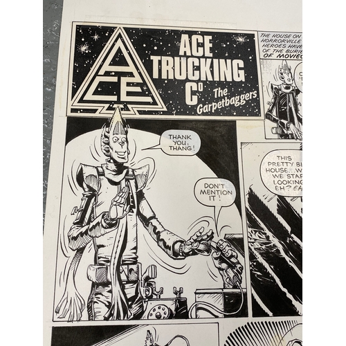 43a - Comic Interest: An original 2000 AD pen and ink artwork illustration sheet headed ‘Ace Trucking Co T... 