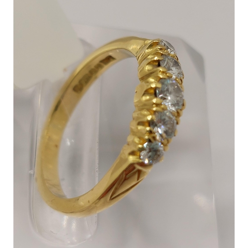 11 - 18ct yellow gold diamond ring in graduated half eternity style,  approx 0.45cts, hallmarked 750. app... 