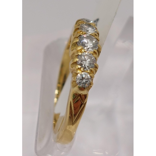 11 - 18ct yellow gold diamond ring in graduated half eternity style,  approx 0.45cts, hallmarked 750. app... 