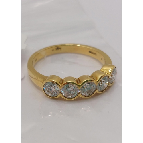 13 - 18ct yellow gold five stone diamond ring, approx 1.40cts, approx sizde O