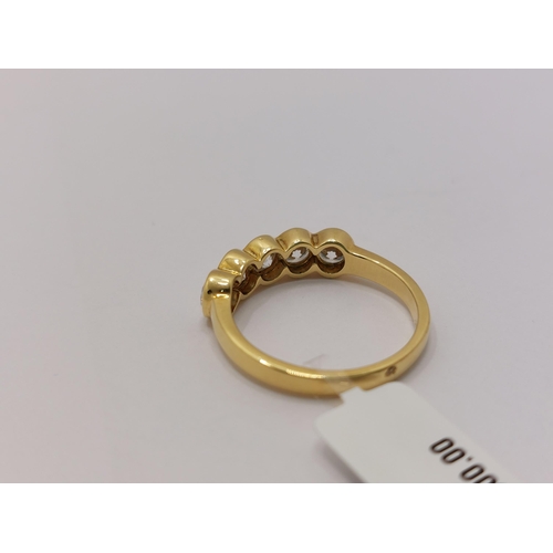 13 - 18ct yellow gold five stone diamond ring, approx 1.40cts, approx sizde O