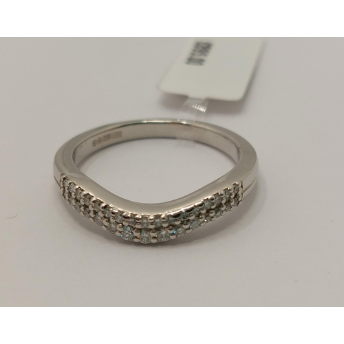 14 - Platinum and diamond ring, approx 0.30cts, in a double row design, approx size M, Hallmarked 750 Bir... 