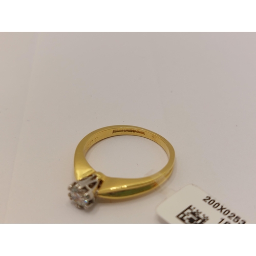 17 - 18ct yellow gold diamond solitaire ring, approx 0.28ct, approx size K