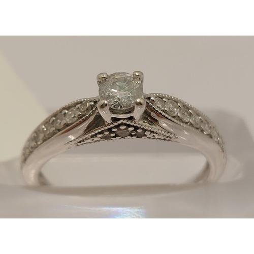 25 - 18ct white gold and diamond ring, approx gross 0.48ct, approx size K/L, stamped 750