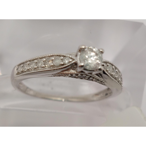 25 - 18ct white gold and diamond ring, approx gross 0.48ct, approx size K/L, stamped 750