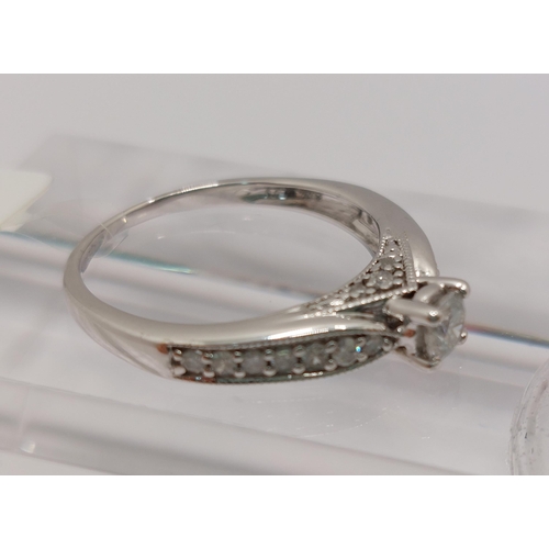 25 - 18ct white gold and diamond ring, approx gross 0.48ct, approx size K/L, stamped 750