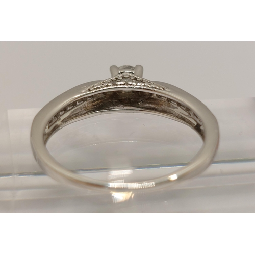 25 - 18ct white gold and diamond ring, approx gross 0.48ct, approx size K/L, stamped 750