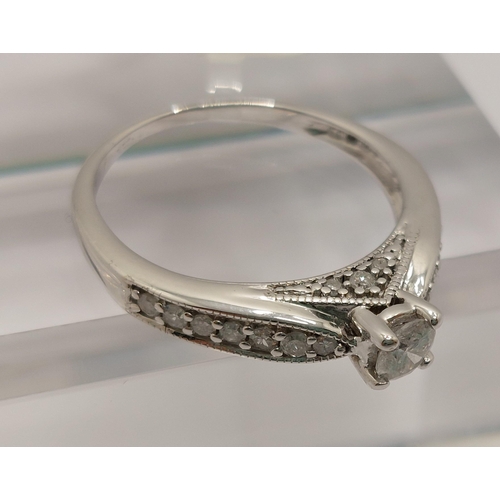 25 - 18ct white gold and diamond ring, approx gross 0.48ct, approx size K/L, stamped 750