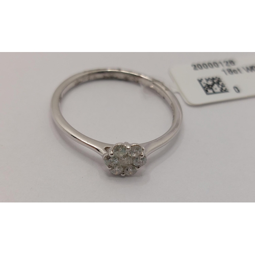 28 - 18ct white gold and diamond ring of flower shape design, approx 0.25ct, approx size M/N, hallmarked ... 