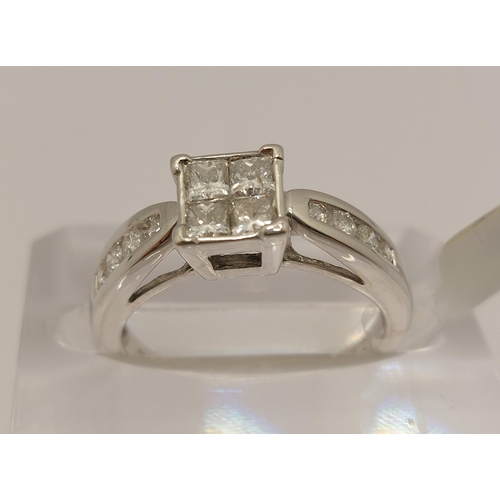 3 - 18ct white gold diamond ring of square set design.  Approx 0.60cts, approx size L,  stamped 18k DIA,... 