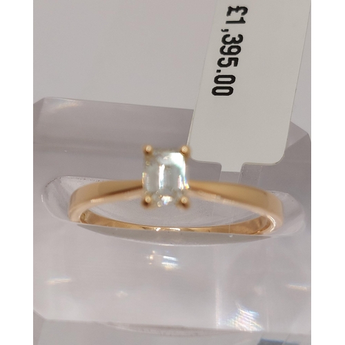 31 - 18ct rose gold emerald cut diamond ring, approx size N/O, hallmarked Birmingham 750