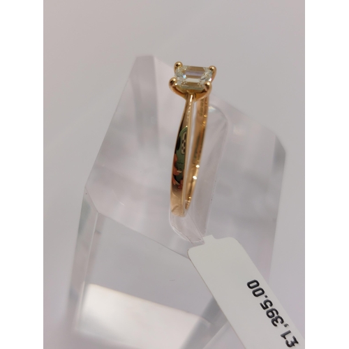 31 - 18ct rose gold emerald cut diamond ring, approx size N/O, hallmarked Birmingham 750