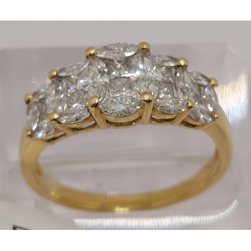 32 - 18ct yellow gold diamond ring, approx 2.20CTM 0.50 CTP, approx size R, stamped 750