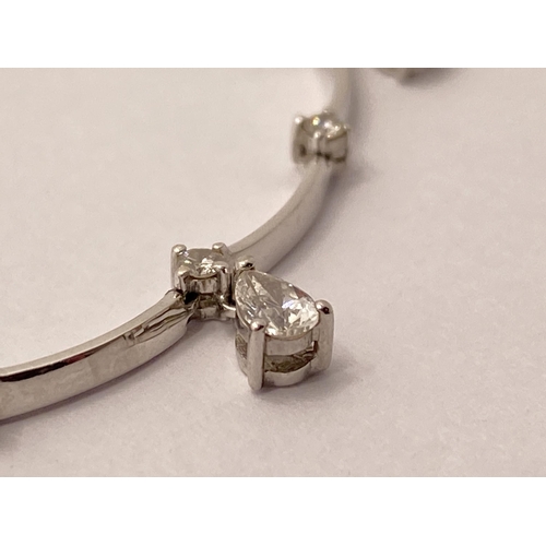 40 - 18ct white gold and diamond necklace with drop diamond design, stamped 750, approx length 16.