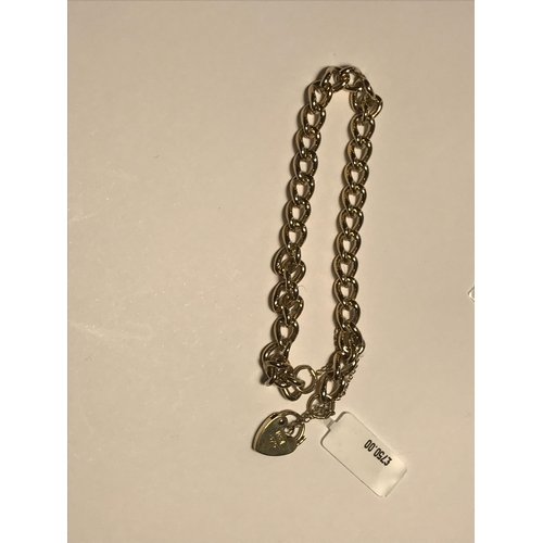 47 - 9ct gold bracelet with safety chain, heart padlock stamped ASJ 375, approx  gross weight 15.3g