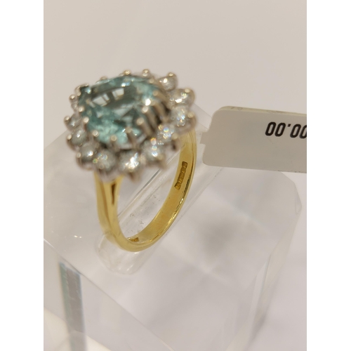 5 - Aqua marine and diamond ring in the form of a heart, A2ct, D1ct, set in 18ct yellow gold, hallmarked... 