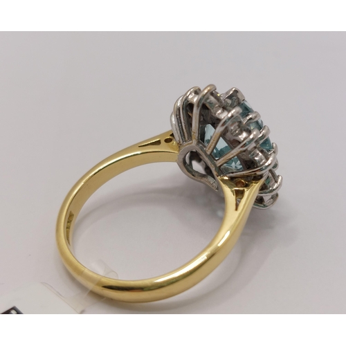 5 - Aqua marine and diamond ring in the form of a heart, A2ct, D1ct, set in 18ct yellow gold, hallmarked... 