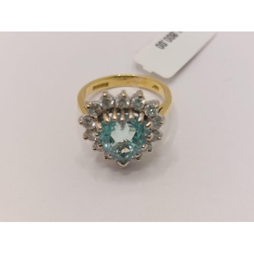 5 - Aqua marine and diamond ring in the form of a heart, A2ct, D1ct, set in 18ct yellow gold, hallmarked... 