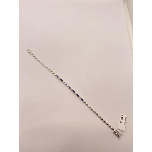 53 - 18kt white gold Sapphire and Diamond bracelet, S 0.65 d 0.18ct, stamped 750