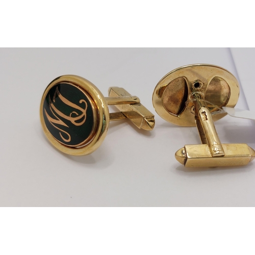 56 - 9ct yellow gold cufflinks with mongram 'MJ' stamped 375, great for Michael Jackson fans