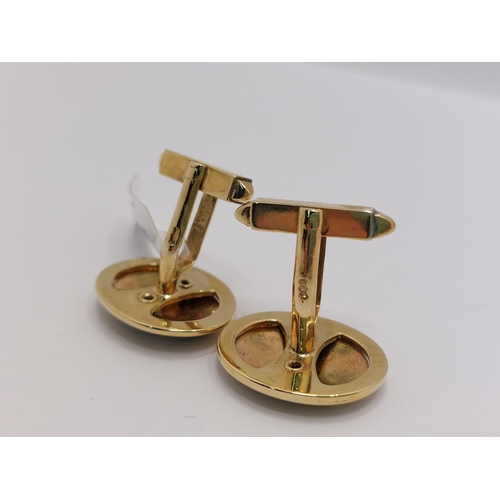 56 - 9ct yellow gold cufflinks with mongram 'MJ' stamped 375, great for Michael Jackson fans