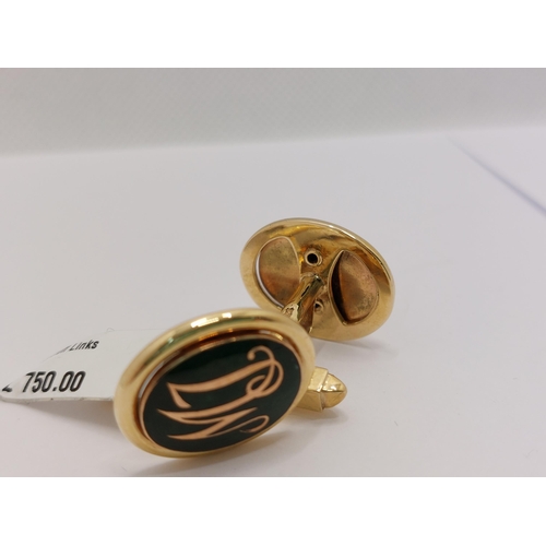 56 - 9ct yellow gold cufflinks with mongram 'MJ' stamped 375, great for Michael Jackson fans