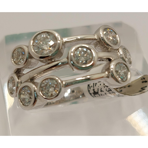 61 - Unusual diamond ring approx 1.50ct, featuring nine round cut diamonds in various sizes set in indivi... 