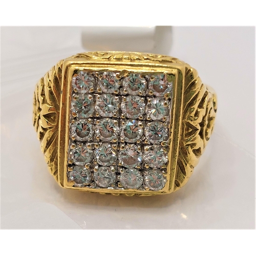 67 - 18ct yellow gold Pave set diamond bling ring, with scroll detailing to mount, approx 1.60cts, hallma... 