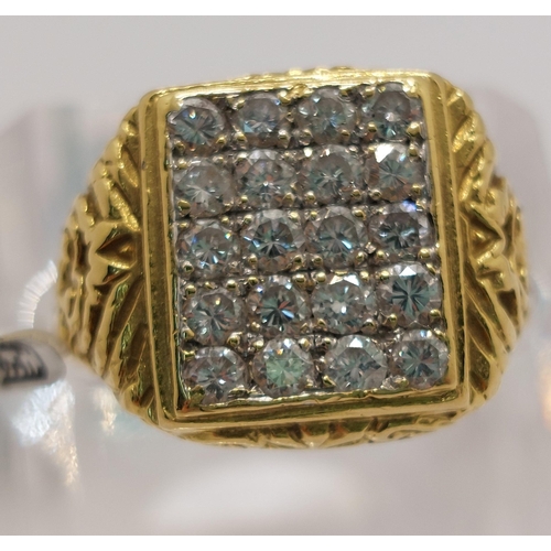 67 - 18ct yellow gold Pave set diamond bling ring, with scroll detailing to mount, approx 1.60cts, hallma... 