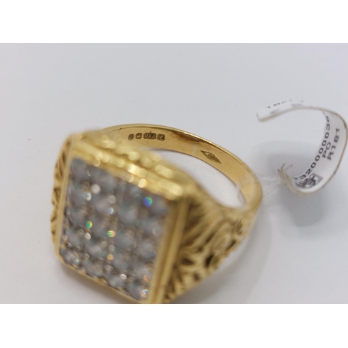 67 - 18ct yellow gold Pave set diamond bling ring, with scroll detailing to mount, approx 1.60cts, hallma... 