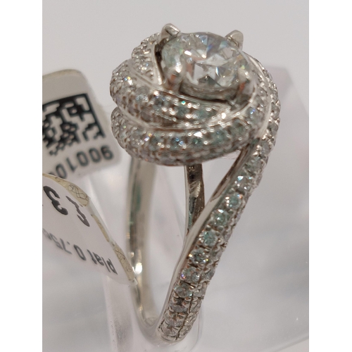 76 - Platinum and diamond ring swirl ring, approx 0.75ct, hallmarked Birmingham 950, approx size H/I