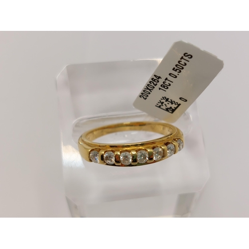 8 - 18ct yellow gold and diamond ring, approx 0.5cts, featuring x7 diamonds approx. size N, hallmarked 7... 