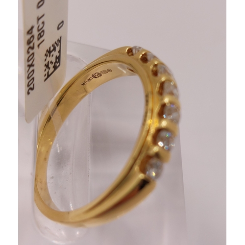 8 - 18ct yellow gold and diamond ring, approx 0.5cts, featuring x7 diamonds approx. size N, hallmarked 7... 