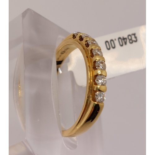 8 - 18ct yellow gold and diamond ring, approx 0.5cts, featuring x7 diamonds approx. size N, hallmarked 7... 