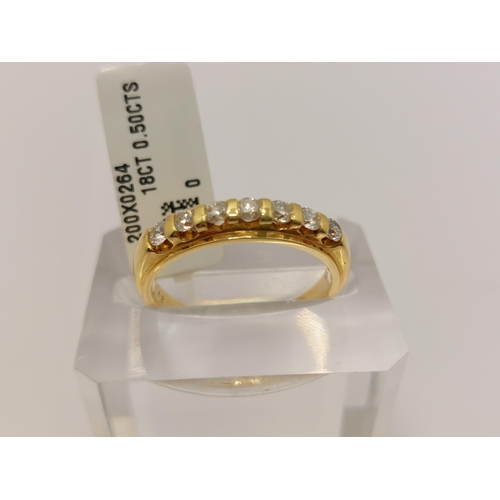 8 - 18ct yellow gold and diamond ring, approx 0.5cts, featuring x7 diamonds approx. size N, hallmarked 7... 