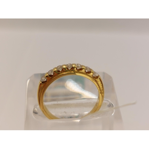 8 - 18ct yellow gold and diamond ring, approx 0.5cts, featuring x7 diamonds approx. size N, hallmarked 7... 