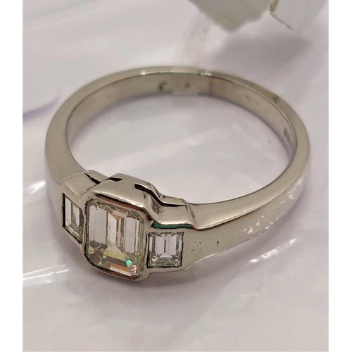 80 - Platinum and diamond emerald cut ring, approx 0.80ct, approx size K, hallmarked 950