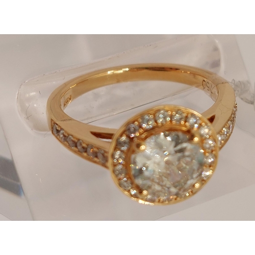 81 - 18ct rose gold diamond halo ring HVV S2 0.38 1.07ct hallmarked 750, approx size L